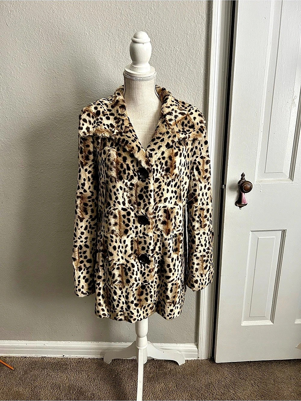 Incognito Leopard Print Faux Fur Jacket Size Small